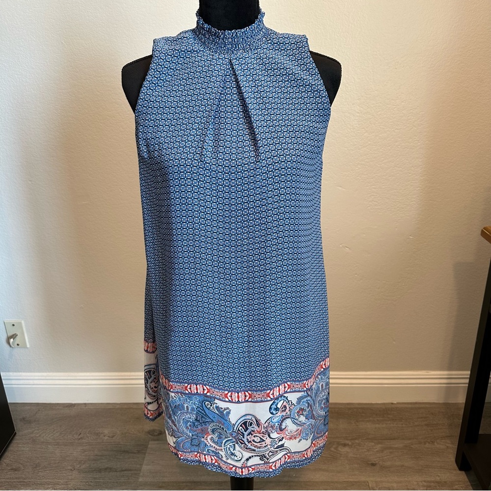 Speechless Blue and White Dress with Paisley Design, women’s summer dress XS